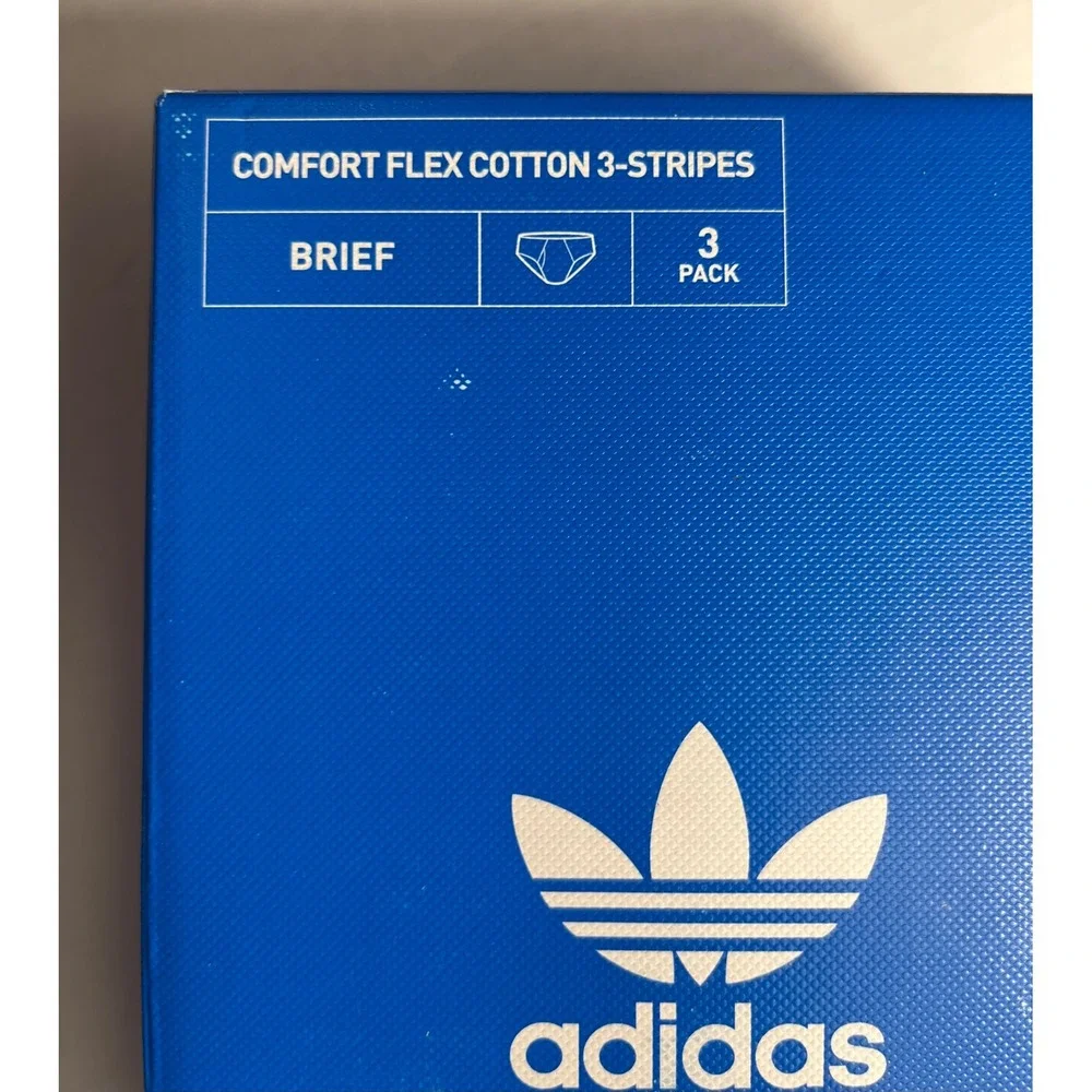 Adidas 3 Pack Comfort Flex Cotton 3 Stripes Briefs Black Size Medium 32-34
